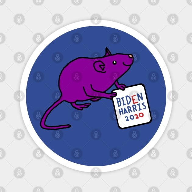 Purple Rat with Biden Harris Sign Magnet by ellenhenryart